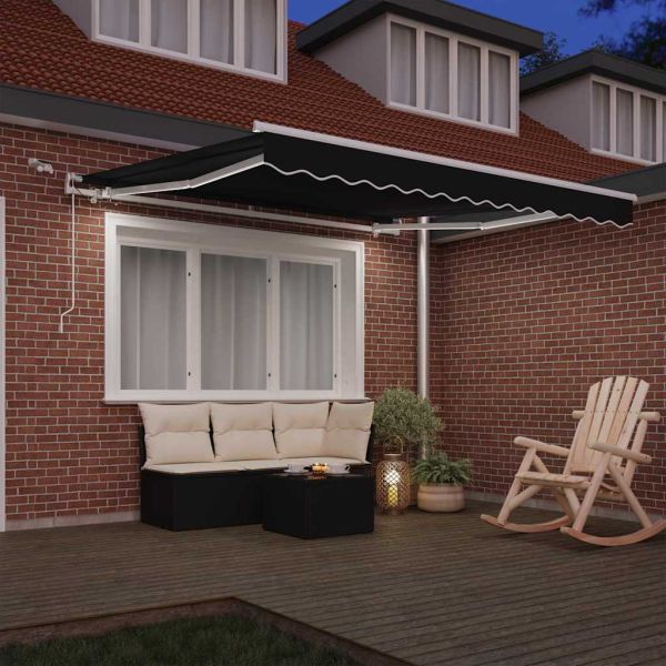 Прибираща се тента Черно 350 x 250 cm Полиестер