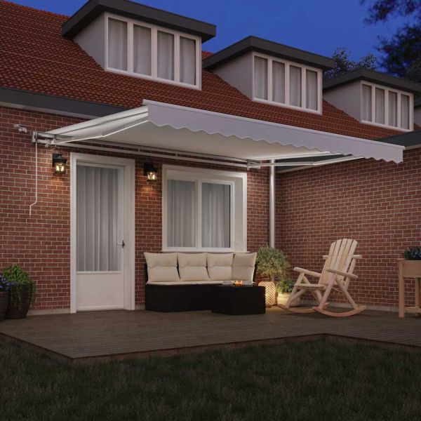 Сгъваем навес Бяло 400 × 300 cm Полиестер и метал