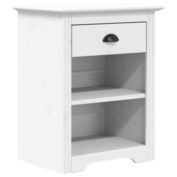 Нощно шкафче BODO, бяло, 53x38,5x67 см, борово дърво масив