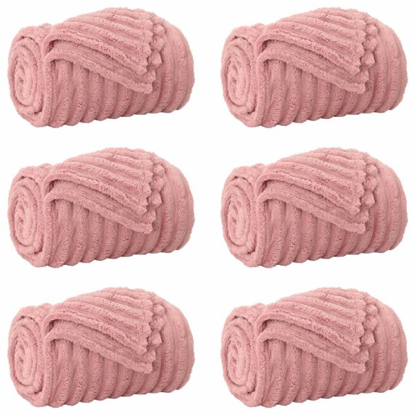 Одеала за хвърляне 6 pcs Розово 240 x 220 cm Мека вълна