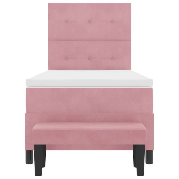 Легло с пружинирана основа с матрак Розово 90 x 200 cm Кадифе