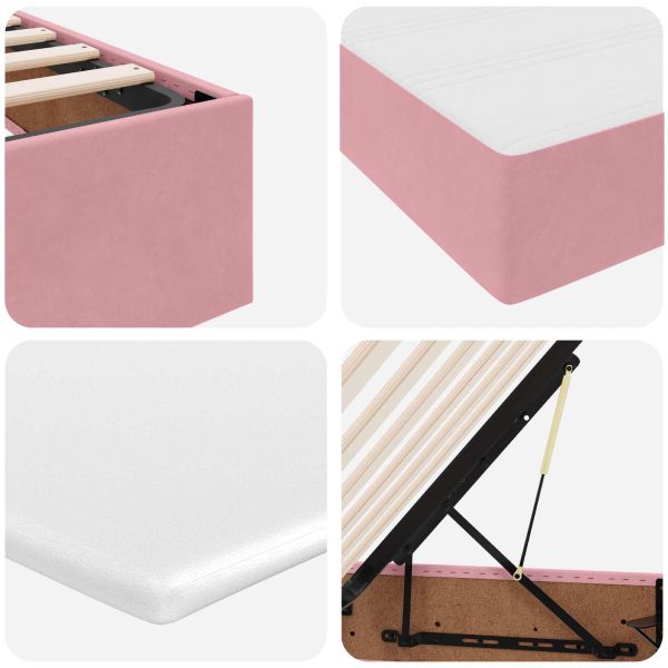 Легло с място за съхранение и матрак Розово 180 x 200 cm Кадифе