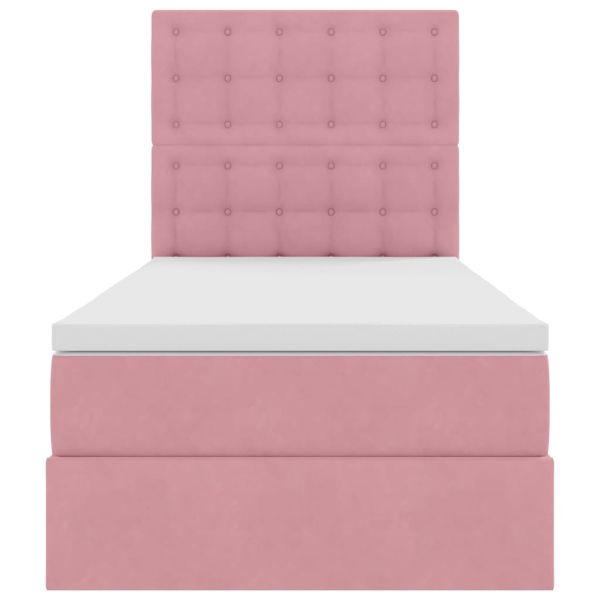 Легло с място за съхранение и матрак Розово 90 x 200 cm Кадифе