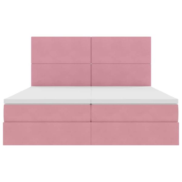 Легло с място за съхранение с матрак Розово 180 x 200 cm Кадифе