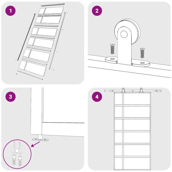 Плъзгаща се врата, ESG стъкло и алуминий, 102,5x205 см, бяла