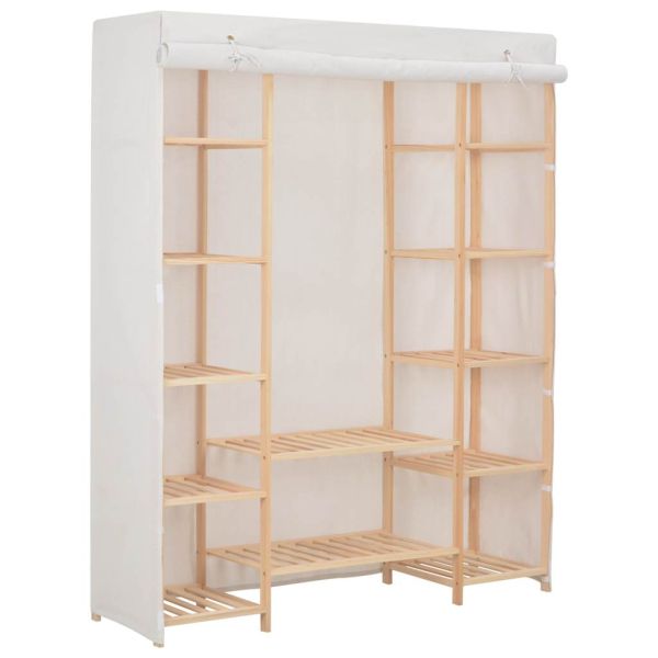 Гардероб, бял, 135x40x170 см, текстил