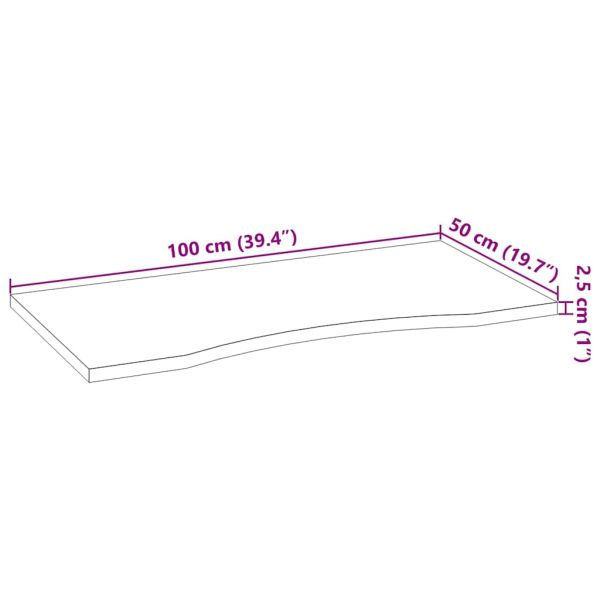 Плот на бюро 100x50x2,5 cm необработен масивен дъб правоъгълна