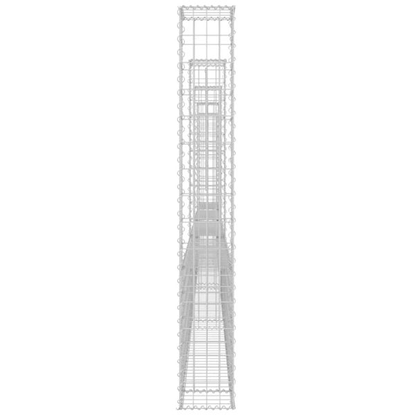 U-образна габионна кошница с 5 стълба, желязо, 500x20x150 см