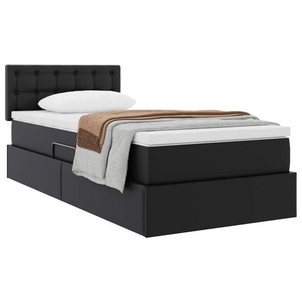 Легло с място за съхранение и матрак Черно 100 x 200 cm