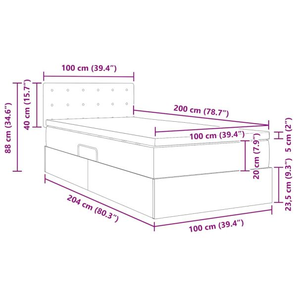 Легло с място за съхранение и матрак Черно 100 x 200 cm