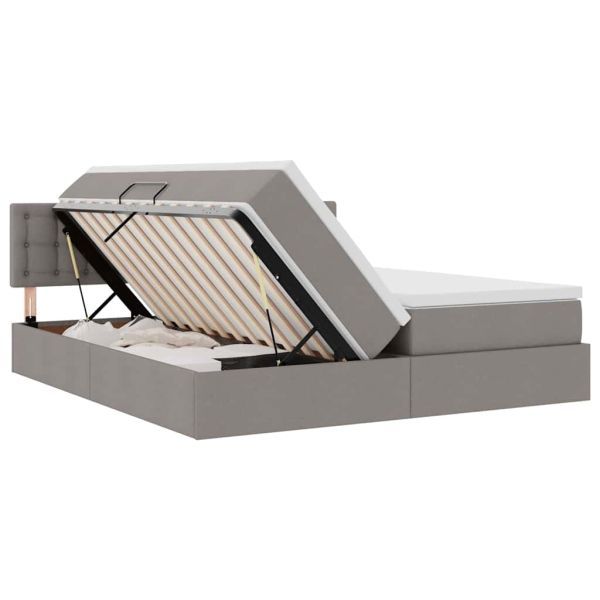 Легло С LED лентисти светлини Таупе 180 x 200 cm текстил