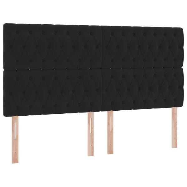 Легло с LED ленти с таблото Черно 180 x 200 cm Кадифе