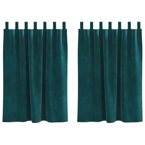 Затъмняващи завеси 2 pcs Тъмен зелен 140 x 140 cm Кадифе