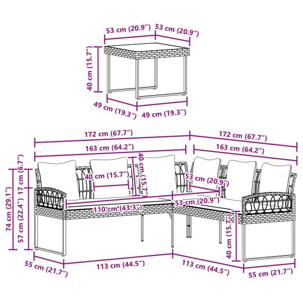 Градински Софа Комплект с възглавница 2 pcs Естествен