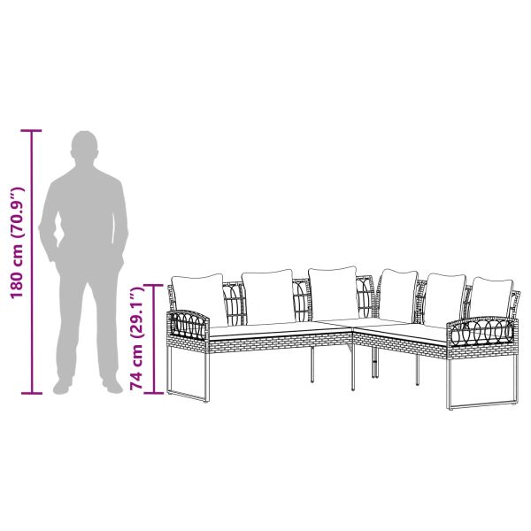 Градински Софа Комплект с възглавница 2 pcs Естествен