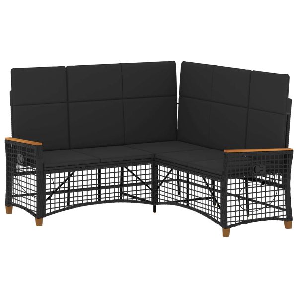 Комплект градински диван с функция на легло Черен полиратан