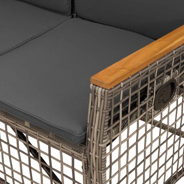 Комплект градински диван с функция на легло Сив и тъмен сив