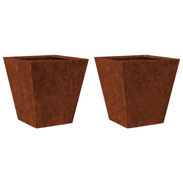 Градински саксии 2 бр. 30x30x30 см Изветряла стомана