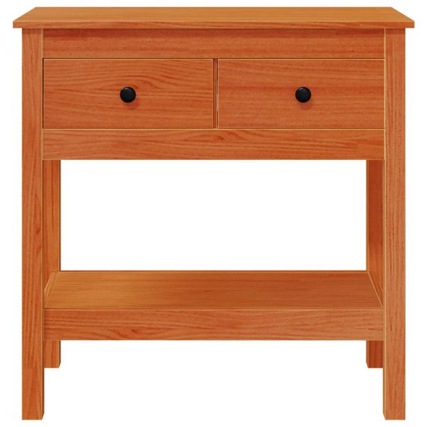 Конзолна маса с рафт Кафяво с восъчно покритие 75 x 35 x 75 см