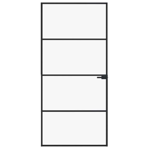 Интериорна врата черна 93x201,5 см закалено стъкло и алуминий