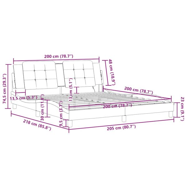Рамка за легло без матрак Zadar, черна, 200x200 см, изкуствена кожа