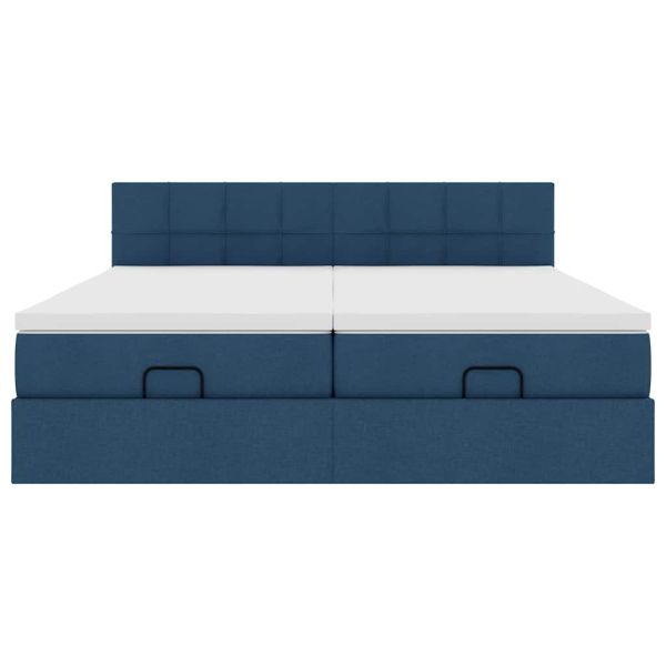 Османска легло с матраци, синьо, 200x200 см, плат