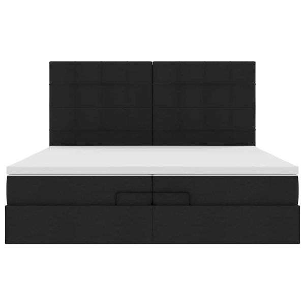 Османска легло с матрак и LED, черно, 200x200 см, плат