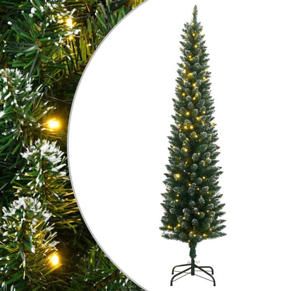 Изкуствена тънка коледна елха, 300 LED, 210 см