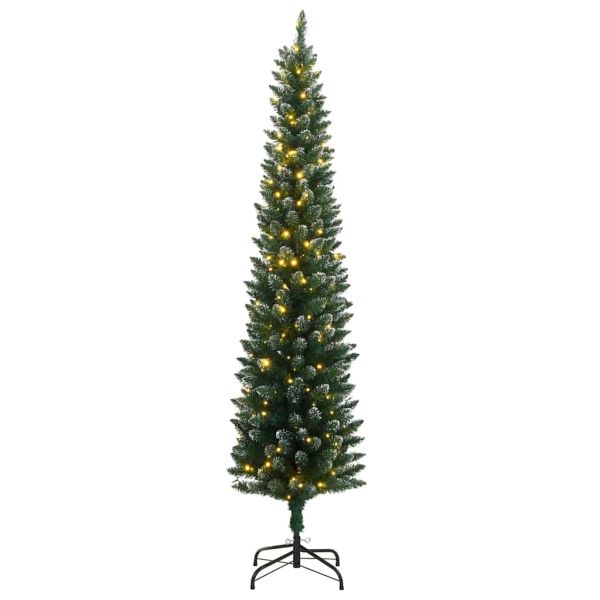 Изкуствена тънка коледна елха, 300 LED, 210 см