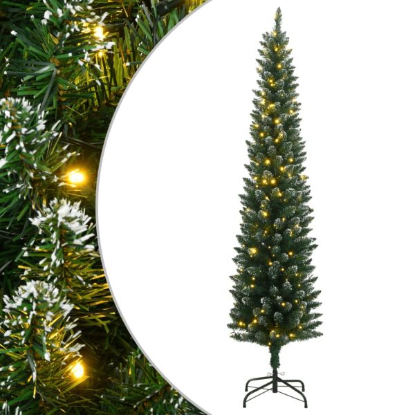Изкуствена тънка коледна елха, 300 LED, 240 см
