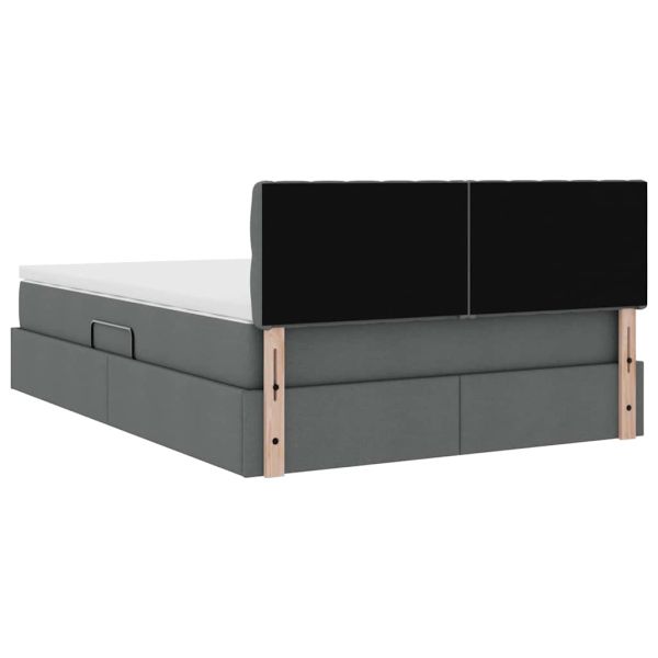 Легло с място за съхранение и матрак Тъмен сив 140 x 200 cm