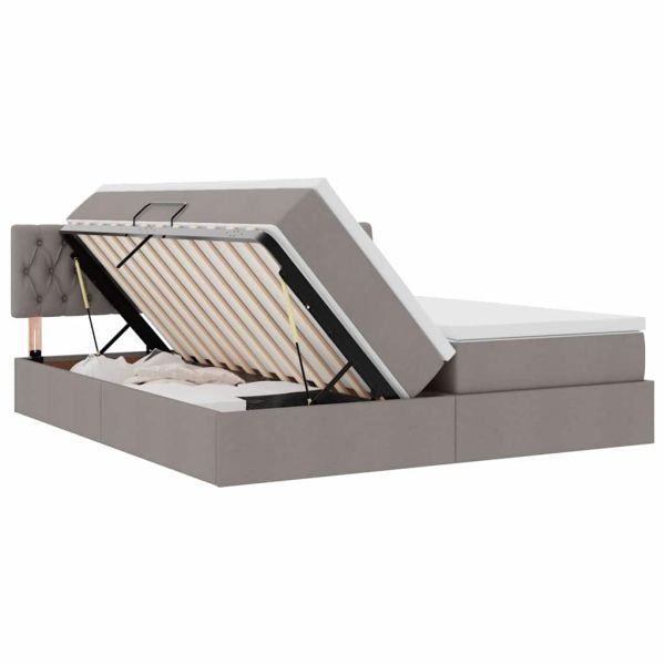 Легло С LED лентисти светлини Таупе 200 x 200 cm текстил