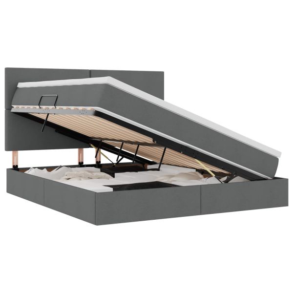 Легло с място за съхранение и матрак Тъмен сив 160 x 200 cm