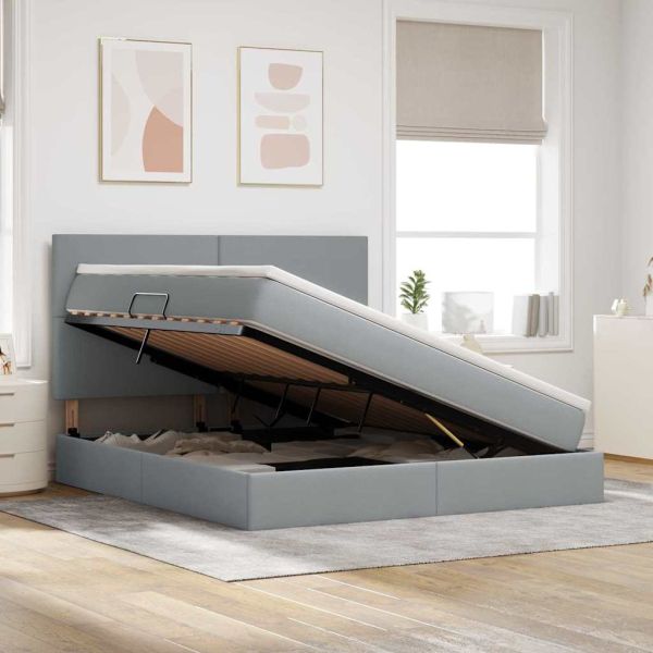 Легло с място за съхранение и матрак Светлосиво 180 x 200 cm
