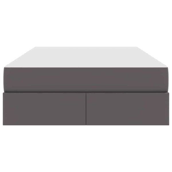 Легло с място за съхранение и матрак с матрак 2 pcs Сив Кожа