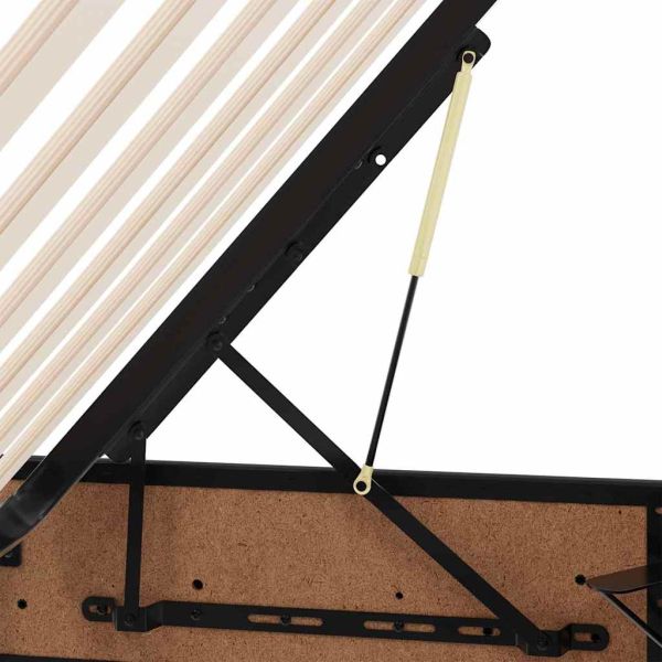 Легло с място за съхранение и матрак с матрак 2 pcs Черно Кожа