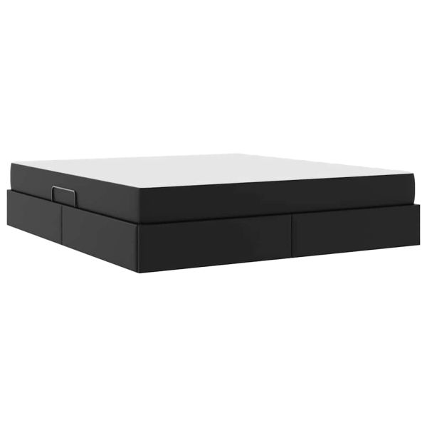 Легло с място за съхранение и матрак с матрак 2 pcs Черно Кожа