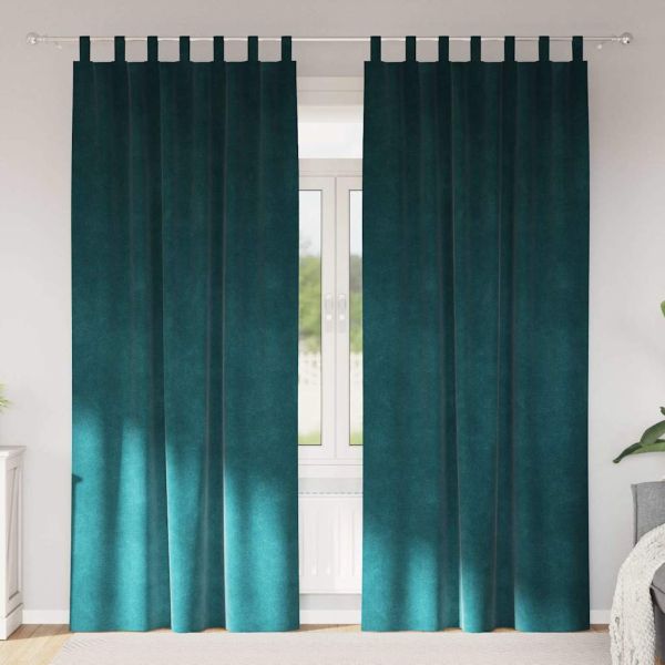 Затъмняващи завеси 2 pcs Тъмен зелен 140 x 225 cm Кадифе