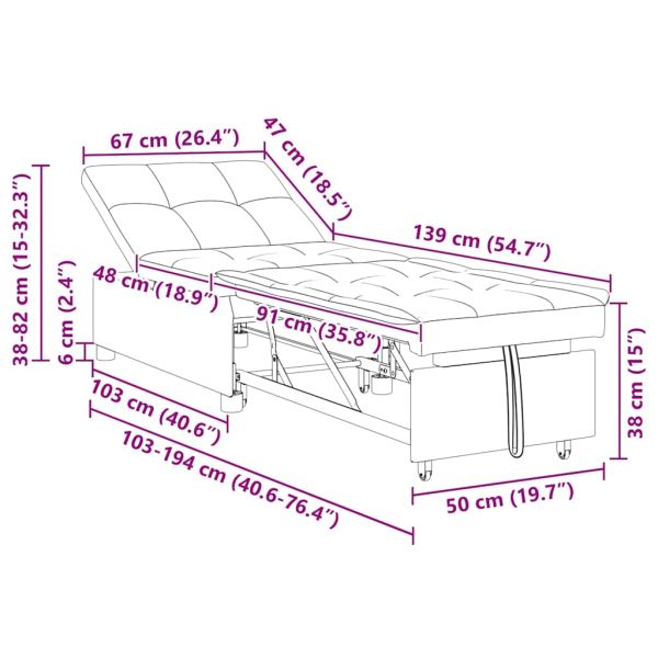 Диван легло Светло зелено 194 x 67 x 82 см Кадифе
