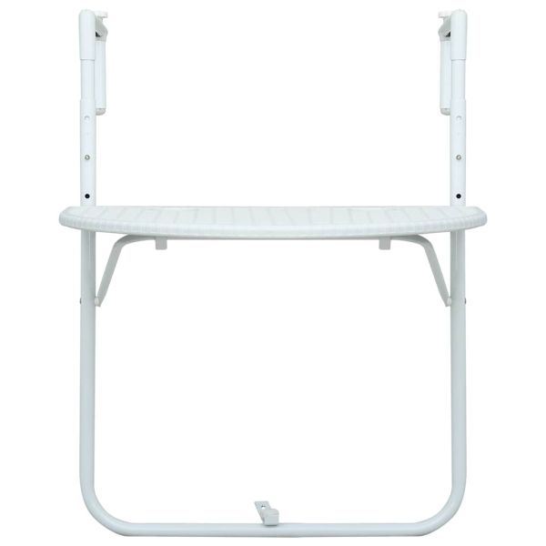 Окачена балконска маса, бяла, 60x64x83,5 см, пластмасов ратан