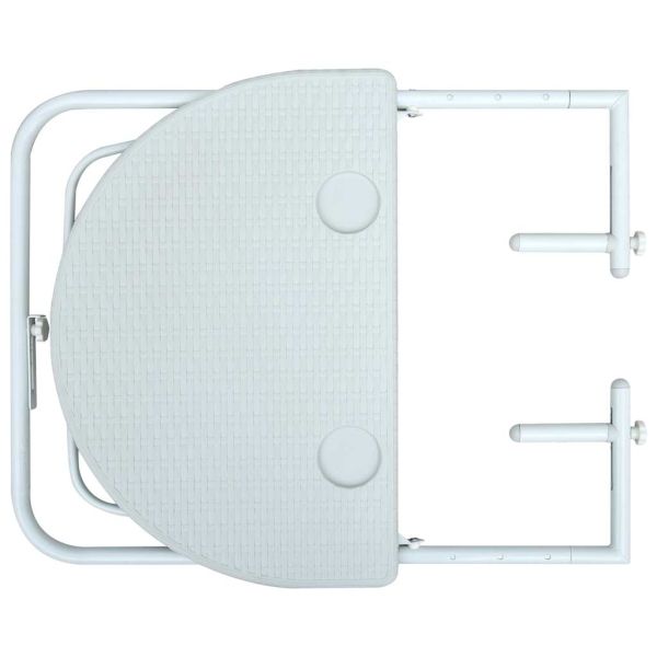 Окачена балконска маса, бяла, 60x64x83,5 см, пластмасов ратан