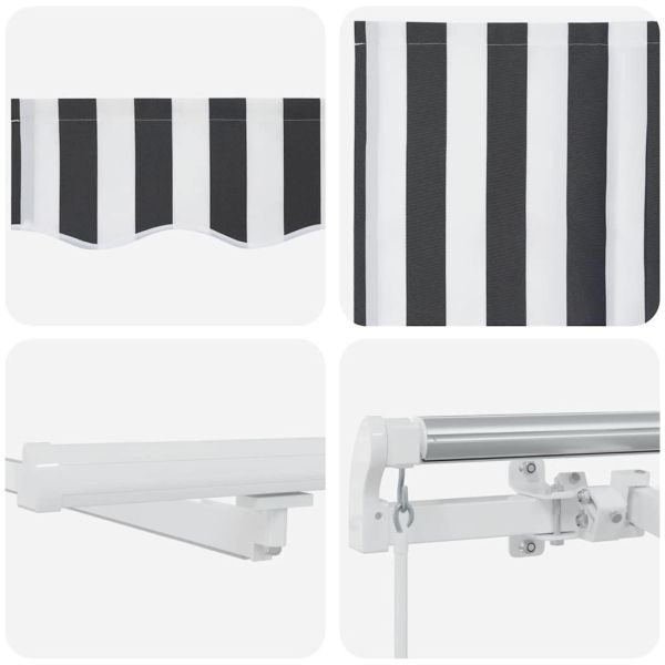 Ръчно прибираща се тента с LED, антрацит и бял, 600x300 см