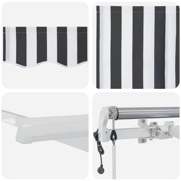 Автоматично прибираща се тента, антрацит и бял, 600x300 см