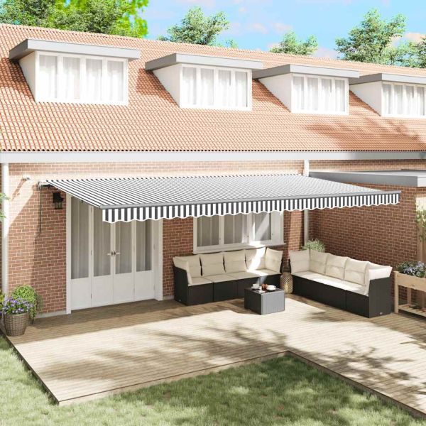 Автоматично прибираща се тента с LED антрацит и бял 600x300 см