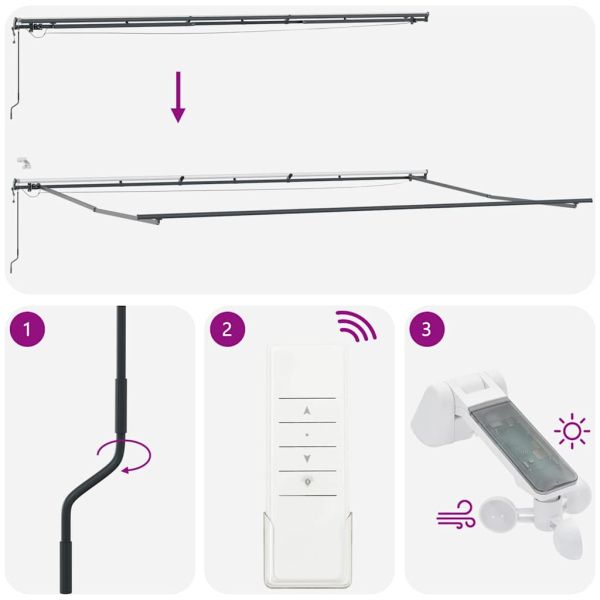 Автоматично прибираща се тента с LED антрацит и бял 600x300 см