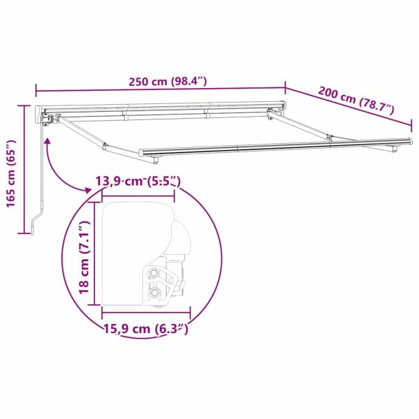 Сгъваем навес Антрацит 250 x 200 cm Алуминий и Тъкан
