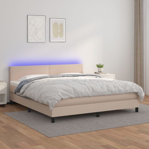 Боксспринг легло с матрак LED капучино 180x200 см