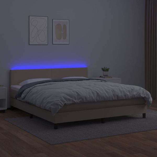 Боксспринг легло с матрак LED капучино 180x200 см
