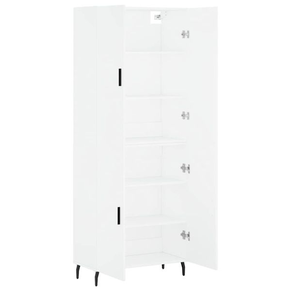 Висок шкаф, бял, 69,5x34x180 см, инженерно дърво