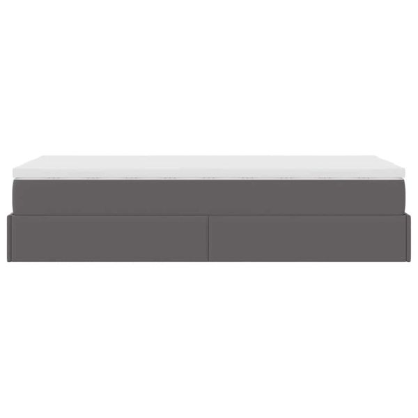 Османска легло с матрак, сиво, 100x200 см, изкуствена кожа